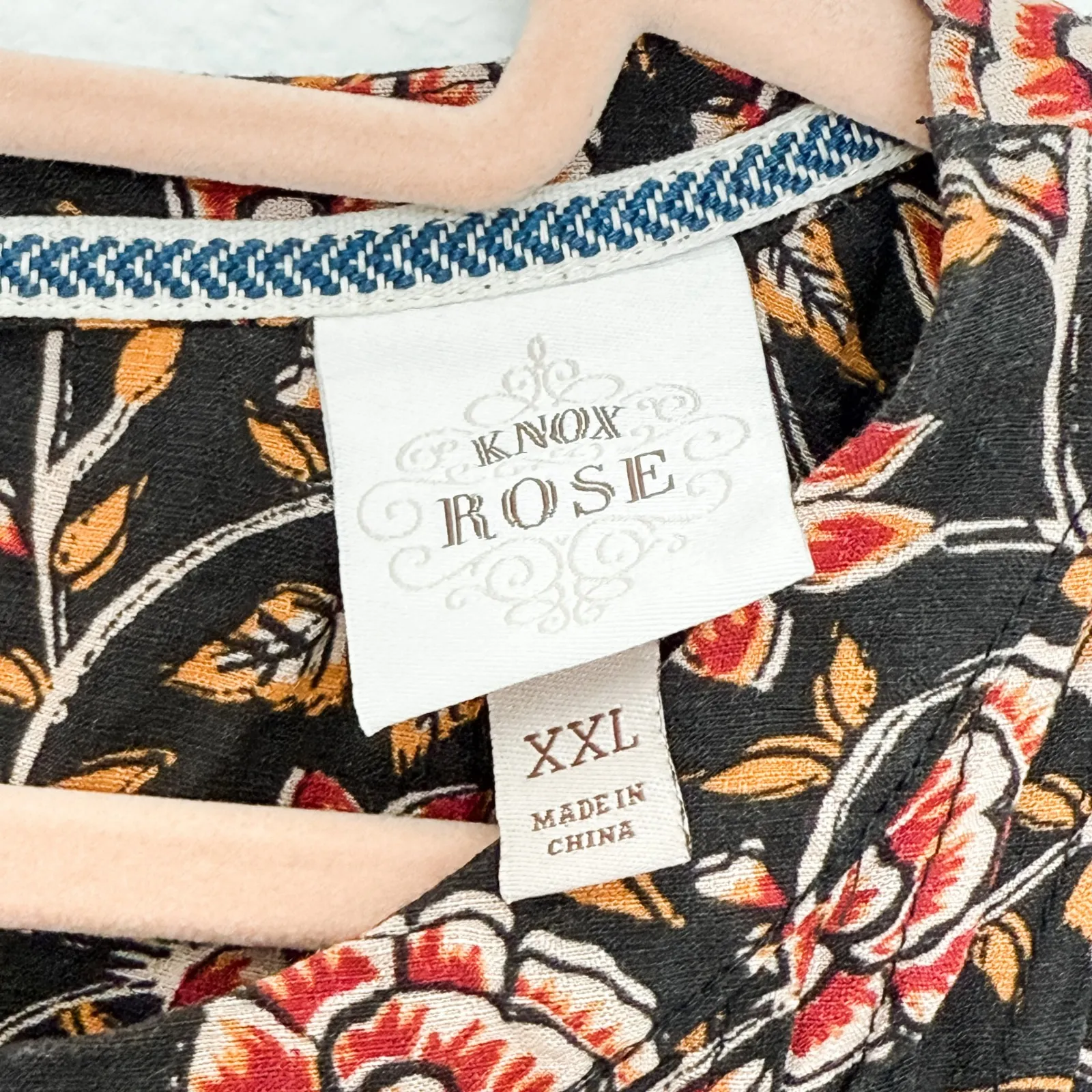 Knox Rose Womens Boho Blouse Size XXL Black Floral Peasant Cottage Prairie Folk‎ - Image 4