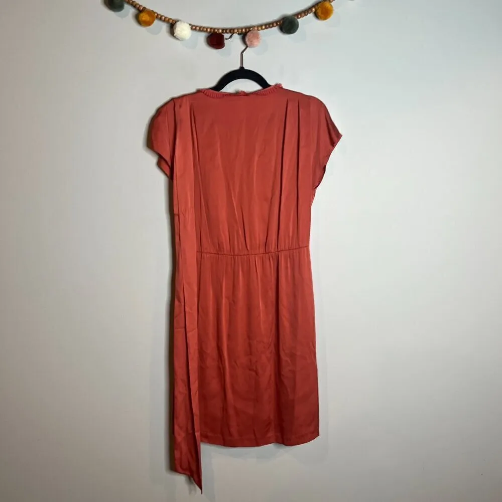 Diane Von Furstenburg coral salmon silk faux wrap dress - Image 6