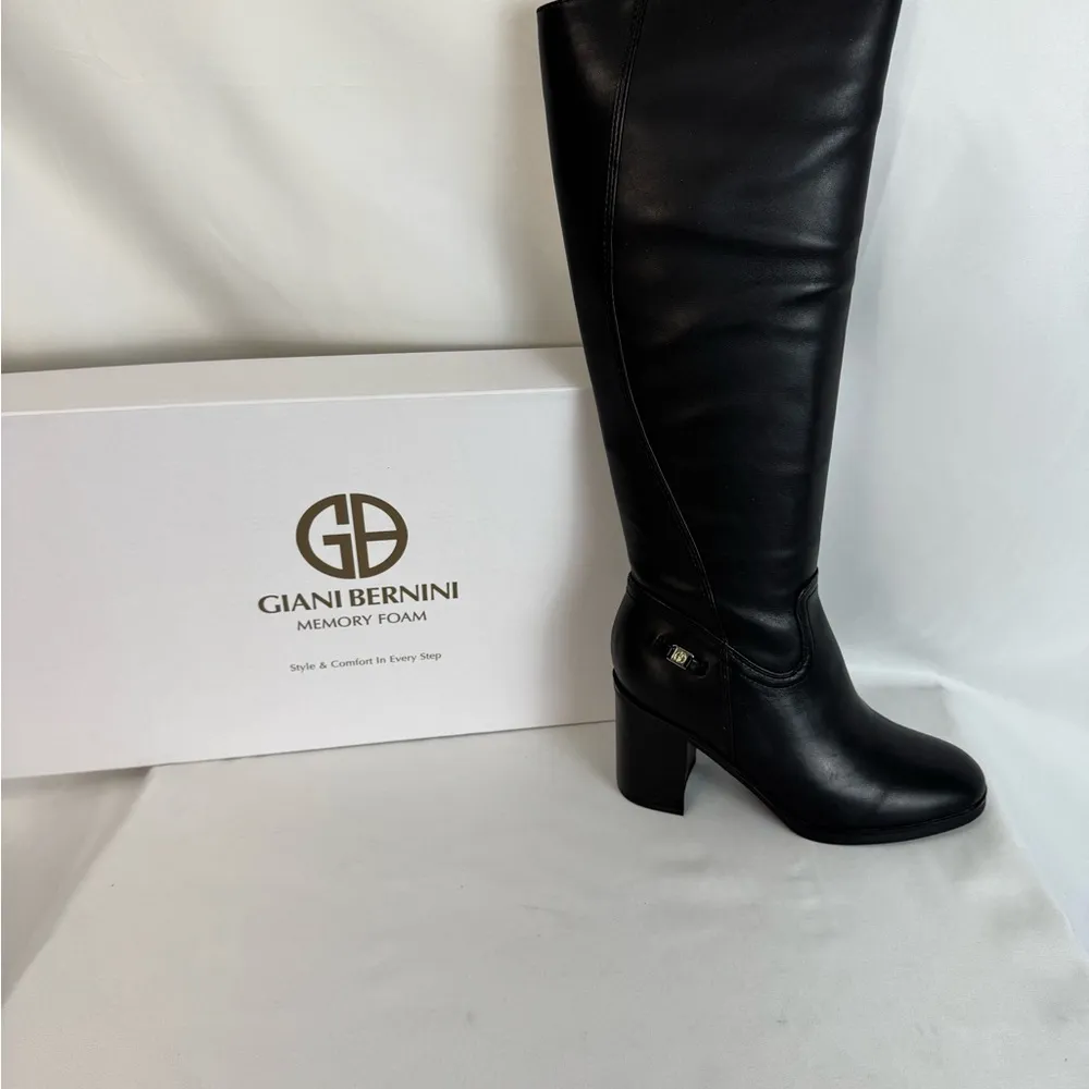 Giani Bernini Black Over the‎ Knee Boots with Chunky Heel​ - Image 2