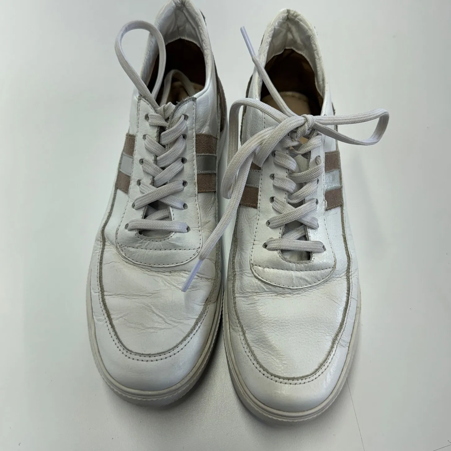 Kaanas Sneakers Womens 7 White Brown Platform Suede Detail‎ Stripe Side Shoes - Image 2