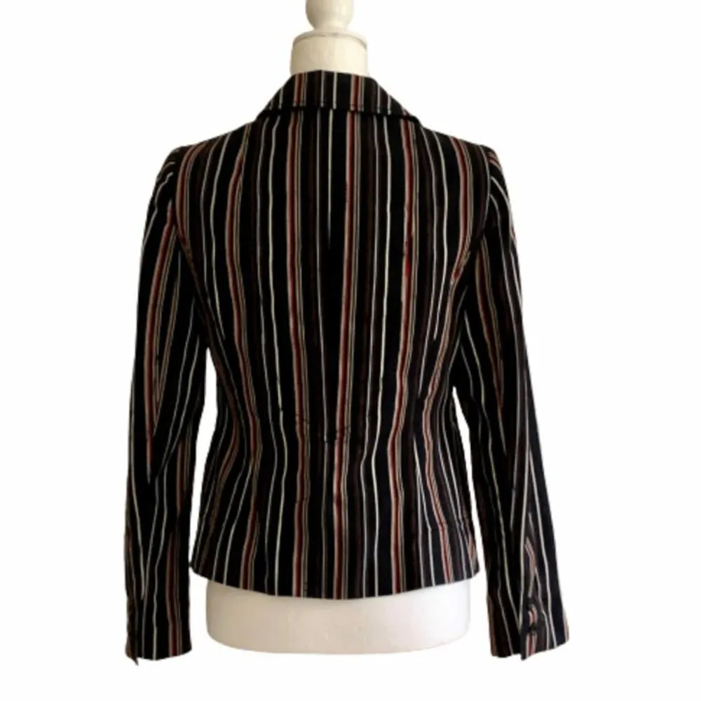 i.e. Blazer Black Tan Pin Stripe Career Button Front Work Blazer Jacket Size 4 - Image 5