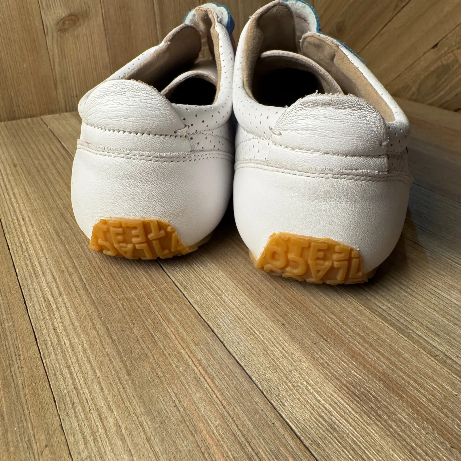 Lacoste Mystere Punched White Leather Colorful Strap Comfort Sneakers Womens 7.5 - Image 4