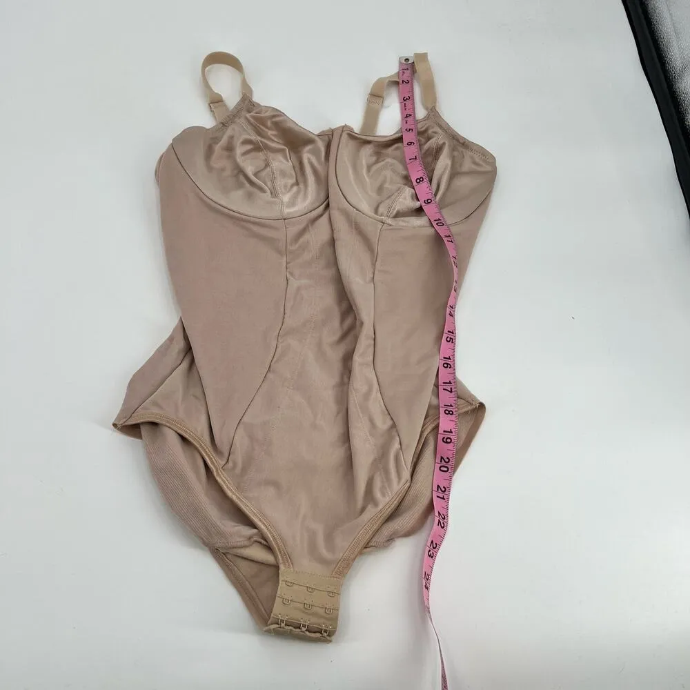 Miraclesuit Full Bodysuit Nude Beige Underwire Shapewear Clasp 2704 Size 38C - Image 5