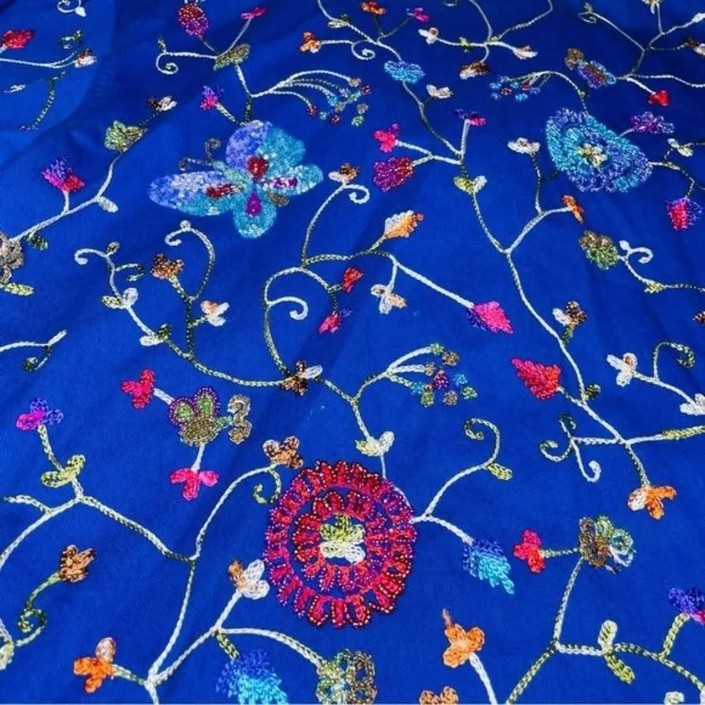 The quacker factory beaded embroidered jacket / shirt / cardigan / cotton floral - Image 5