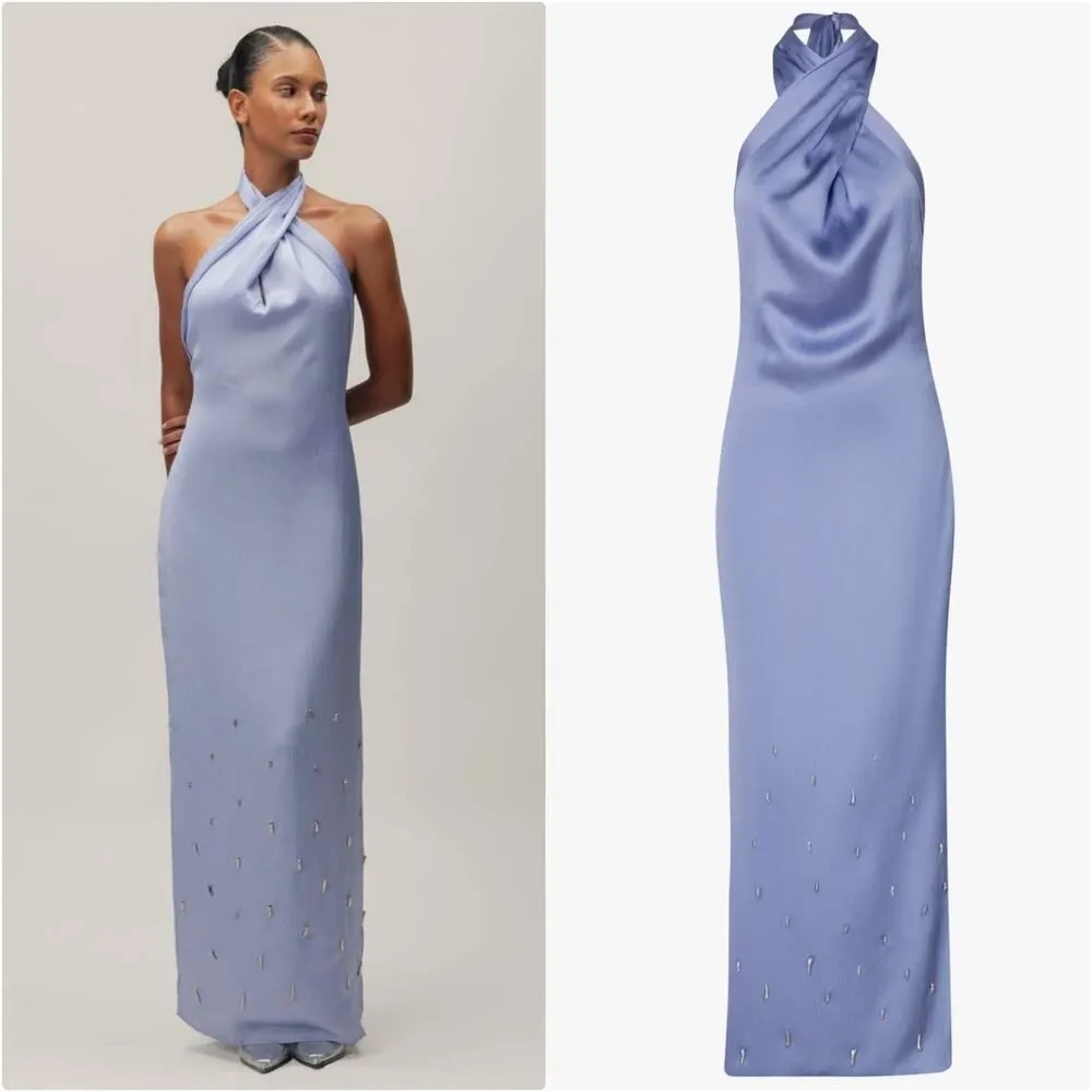 BAOBAB Maxi Dress Medium Lilac Blue Amorino Gown Embellished Goddess Evening - Image 2