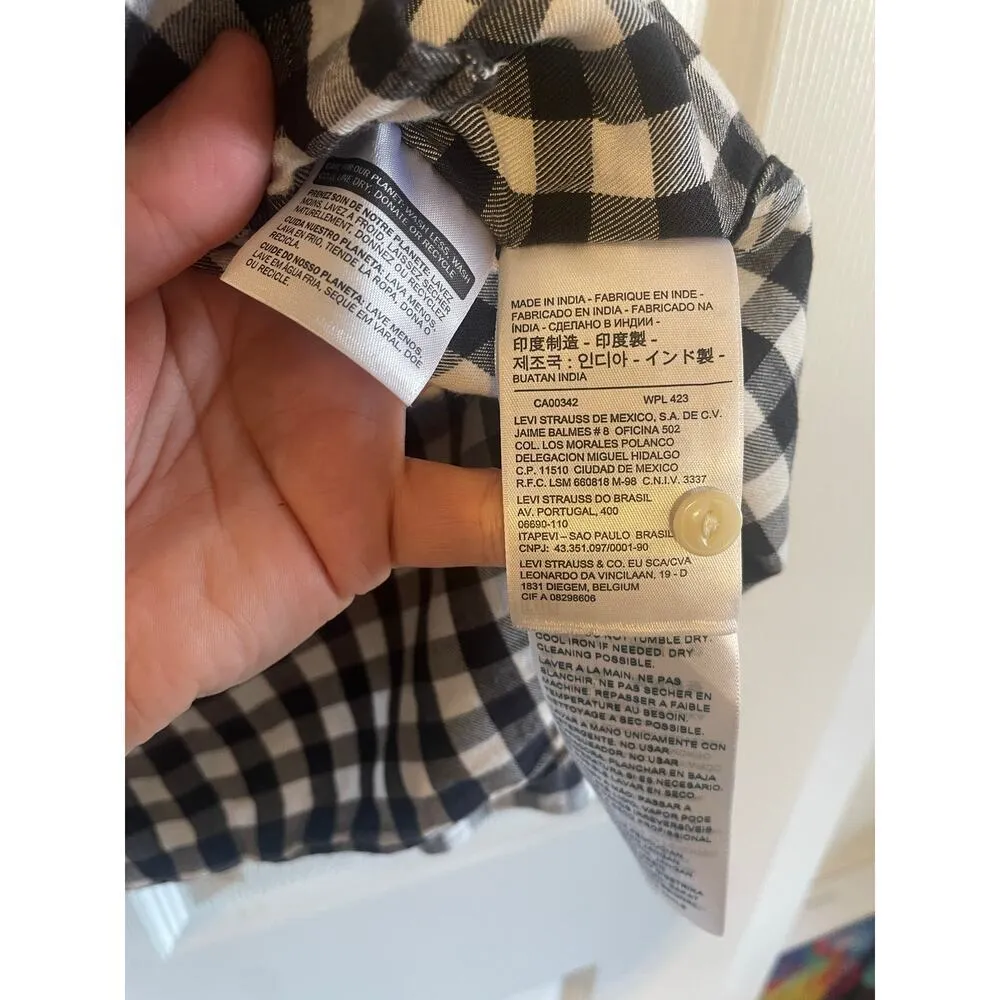 Levi’s Boyfriend Fit Buffalo Black White Plaid Button Down Shirt Size XXL - Image 4