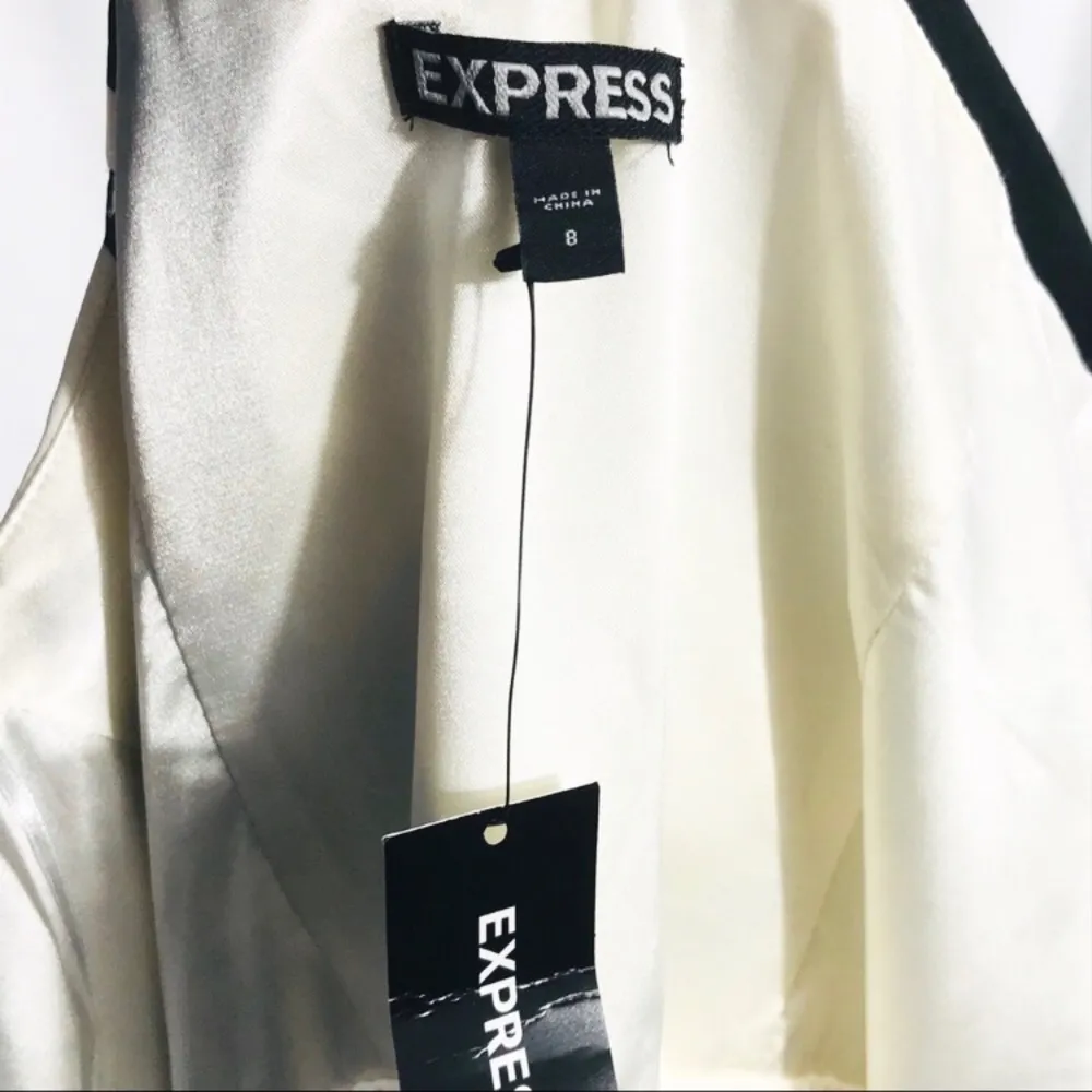 EXPRESS  Zebra Striped Dress, Black, Cream, 8 - Image 7