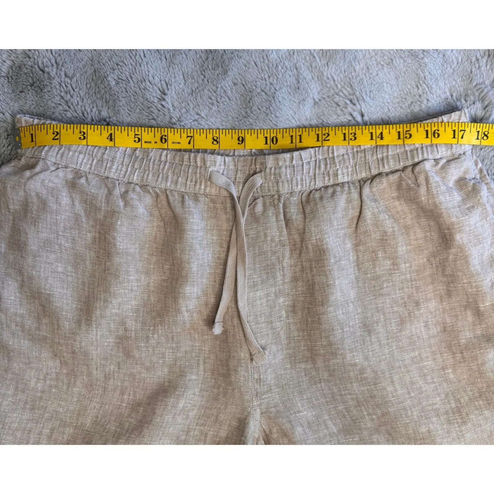 Caribbean Joe Beige Linen Summer Shorts Women's Size Large Elastic Waist - Image 5