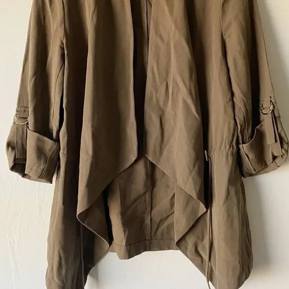 ZARA Open Front Drape Utility‎ Cardigan Jacket Olive Green - S EUC - Image 5