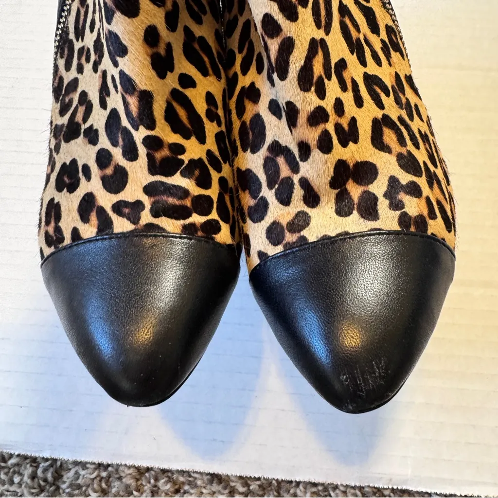 Sofft Tan Black Animal Print Calf Hair Leather Ankle Boots Womens 7 Fall Classic - Image 6
