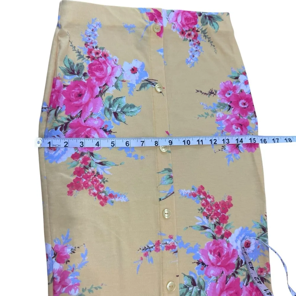 Asos Womens Floral Yellow Long Skirt Size 4 / 26" Waist Button-down - Image 9