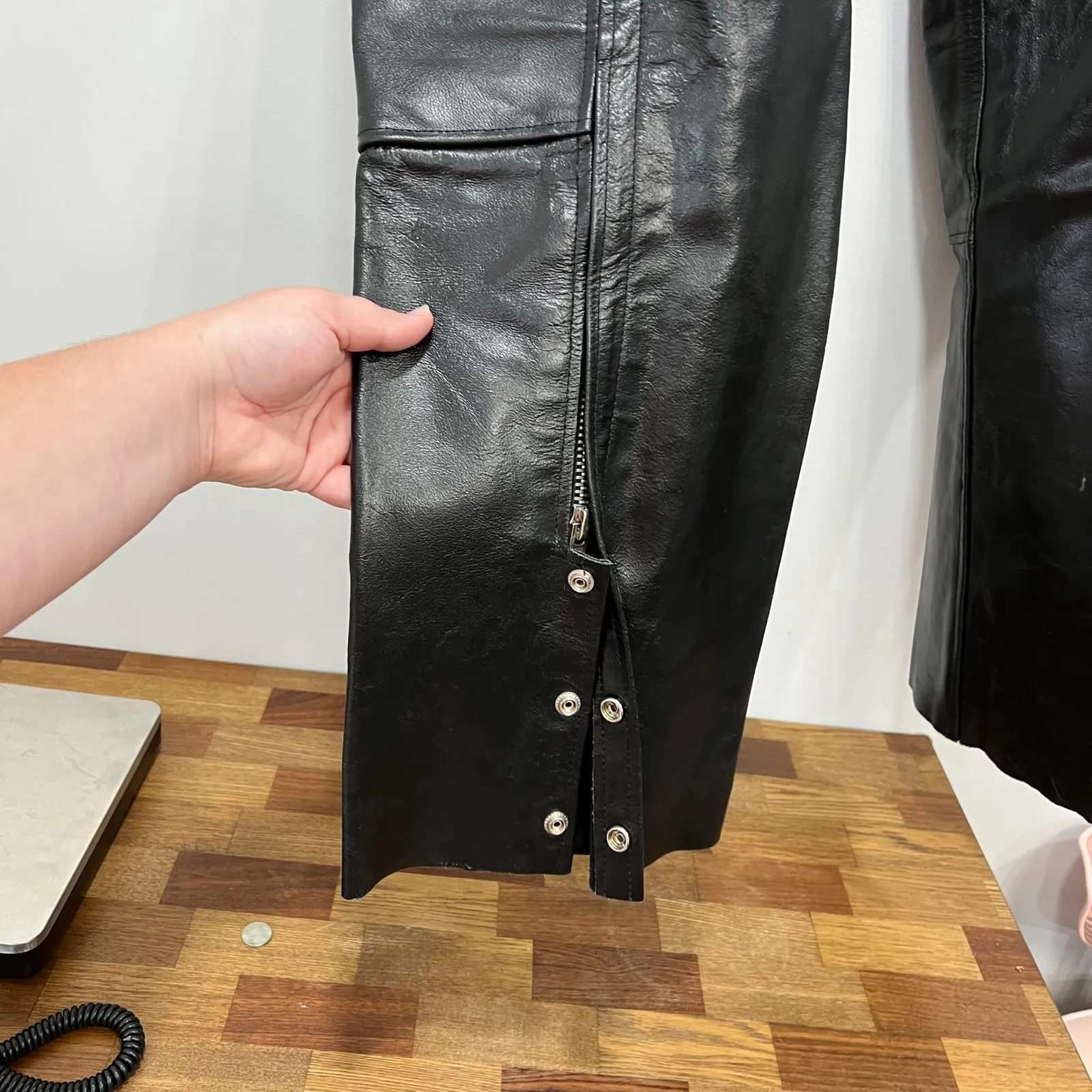 Vanguard Leather America Womens Motorcycle Pants Chaps Protection‎ Black Buckle Size M - Image 3