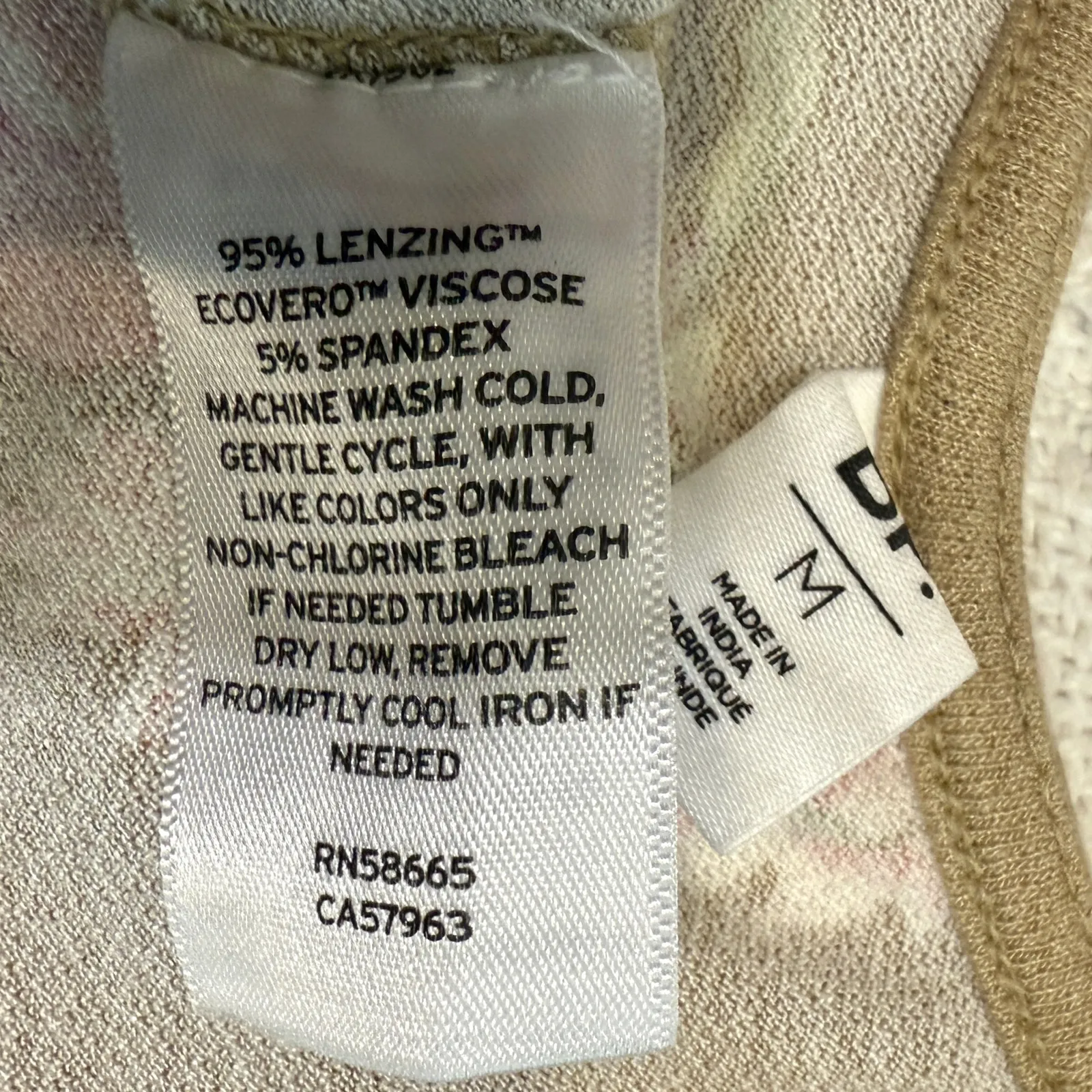 new BP. medium sleeveless knit Anna Floral print lettuce trim hem dress D2 3119 Brown - Image 2