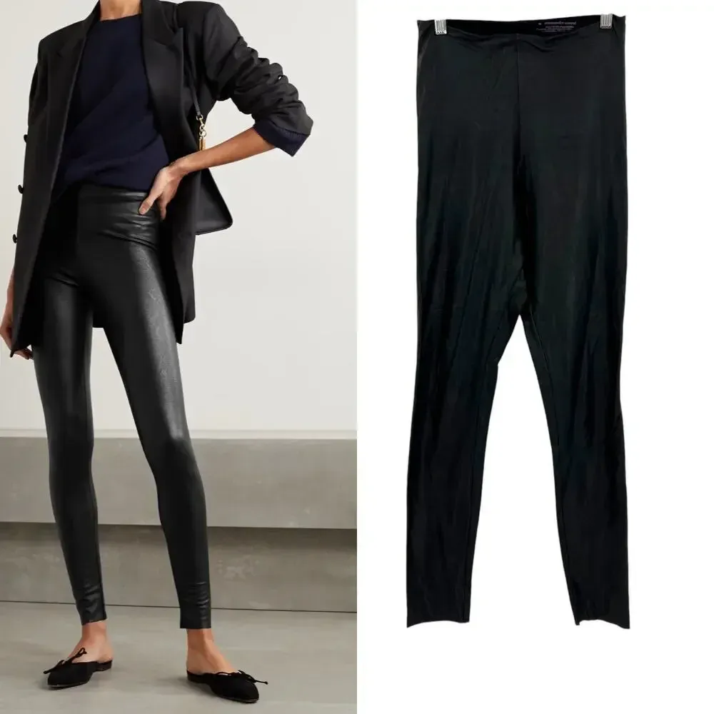 Commando Control‎ Faux Stretch-Leather Leggings In Black Size Medium - Image 2