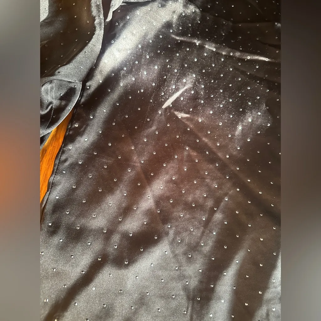 Juicy Couture Black Satin Long Sleeved Pajama Top, Size M - Image 10