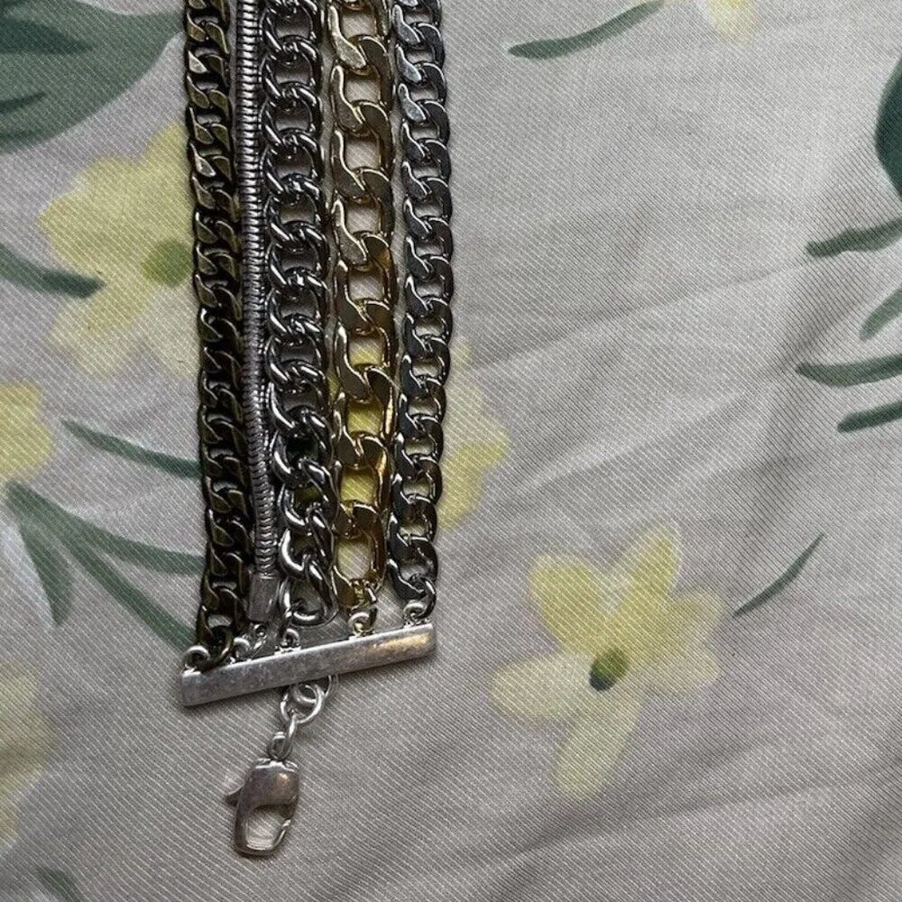Jenny Bird Austin Cuff Mixed Metals Stacked 5 Chain Bracelet Brand New - Image 14