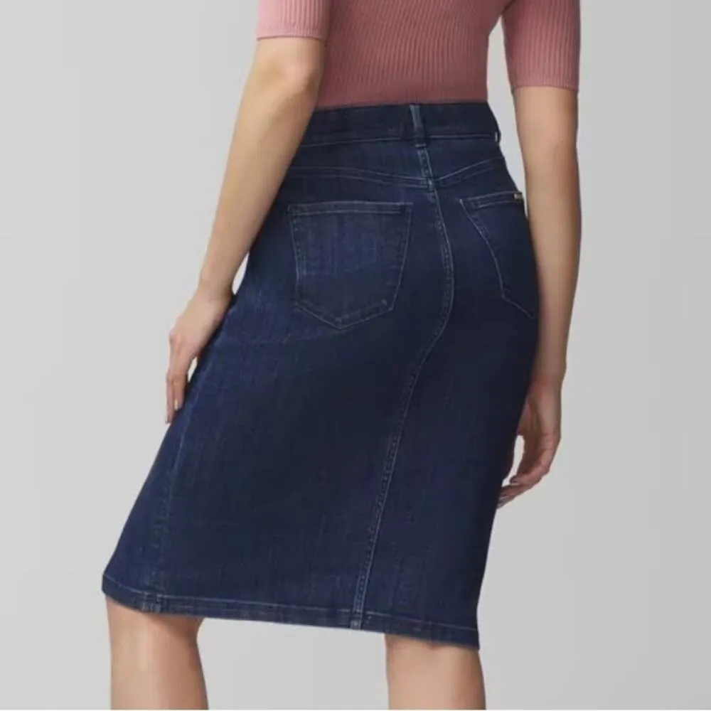 White House Black Market blue denim pencil skirt corset waist women’s size 2 nwt - Image 3