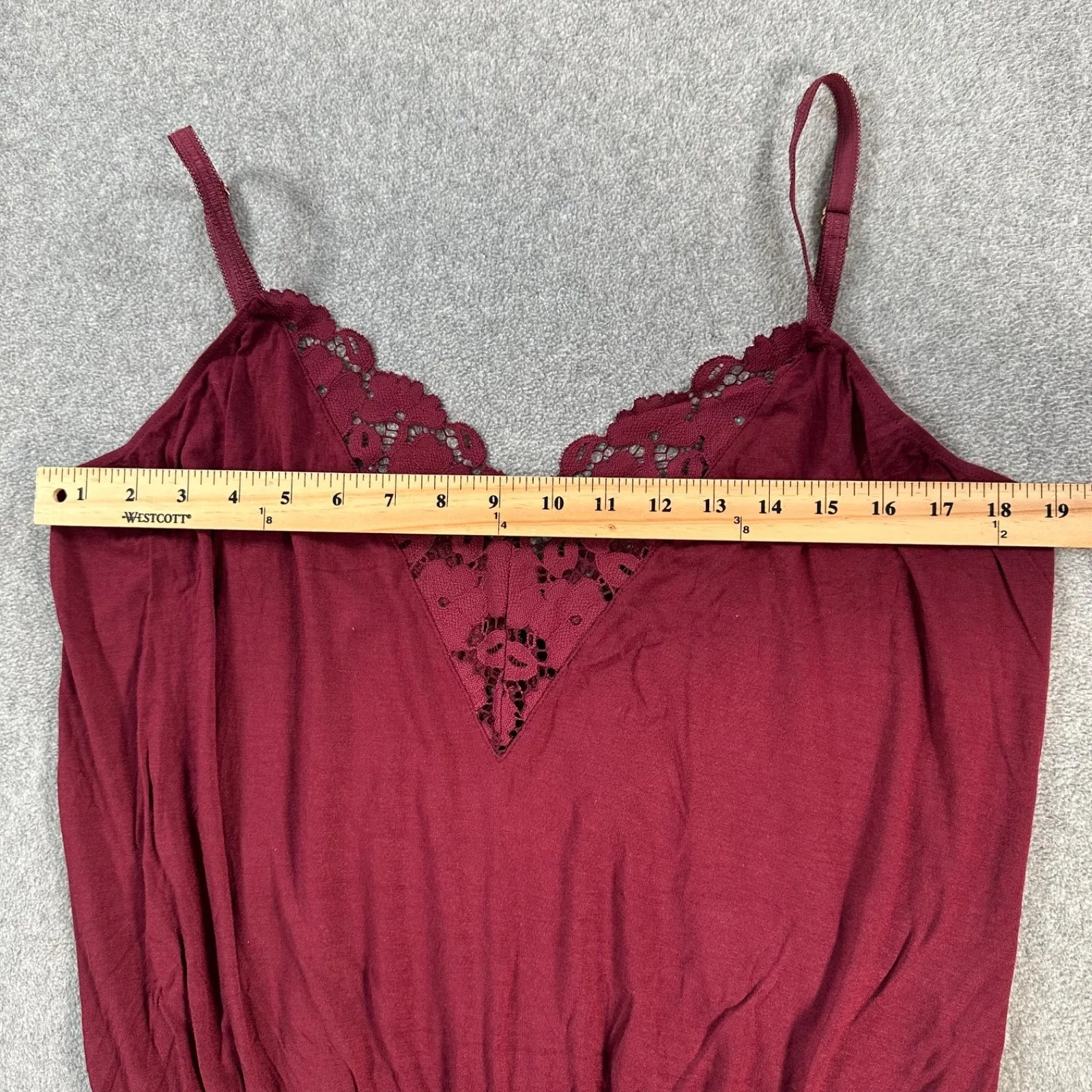 Eberjey Naya Lace Trim Romper Teddy Sleep Pajama Women's XL Burgundy - Image 5