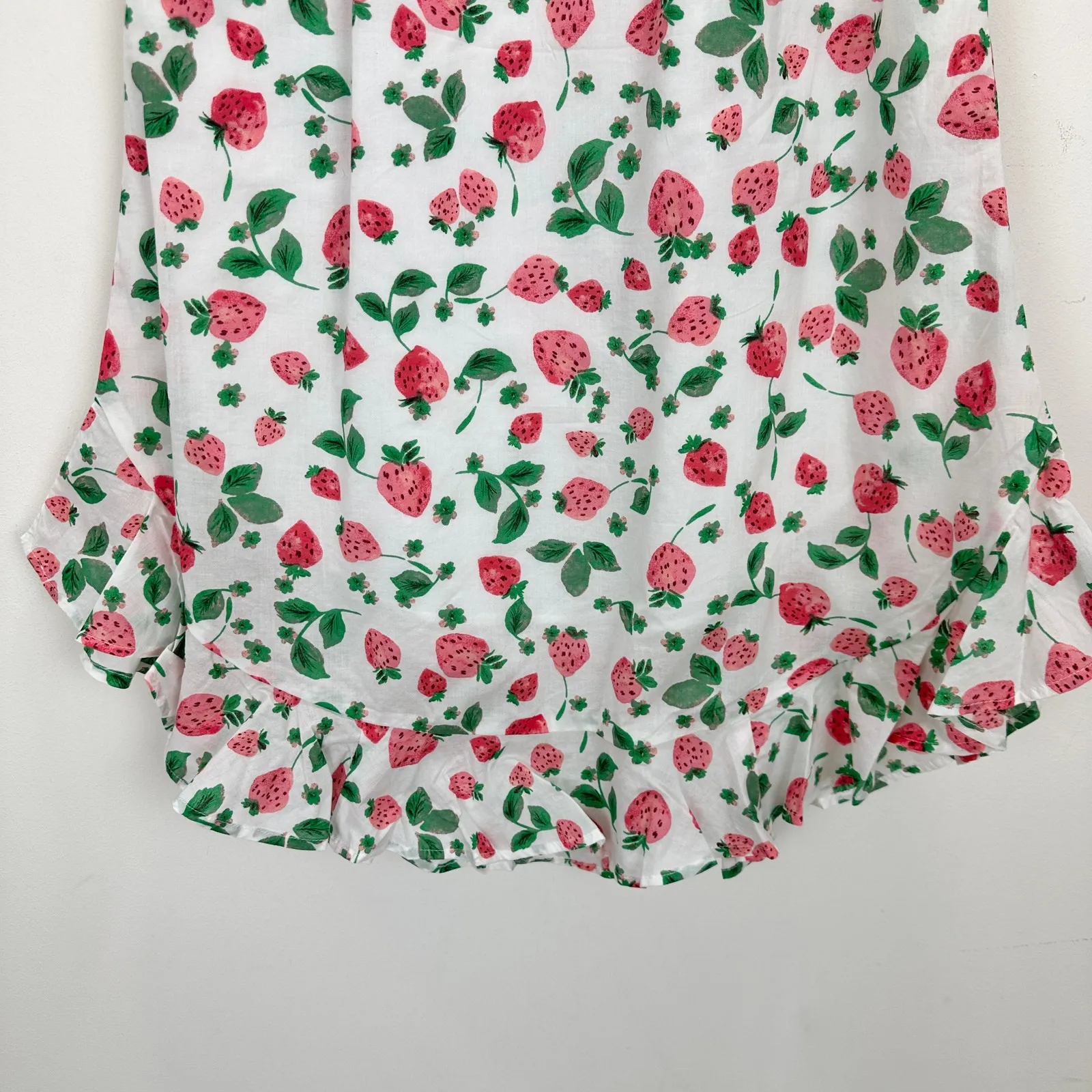 J.Crew Petite Midi Skirt Flounce Hem Strawberry Print Cotton Cottagecore XXS NWT - Image 11