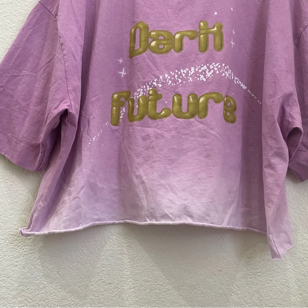 ASOS Design Purple Ombré Dark Future Cropped Tee Cut-Off T Shirt Size L - Image 5