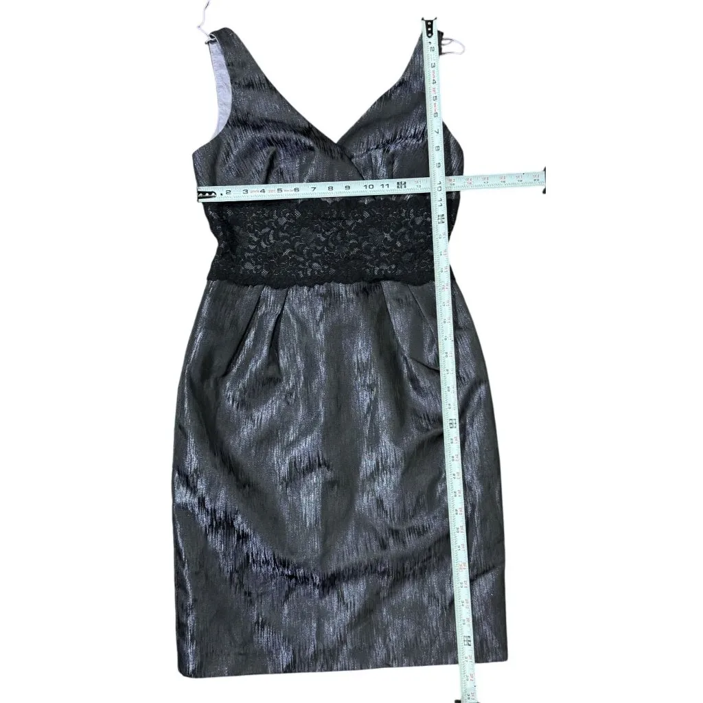 Maggy London Womens Dress Size 8 Lace Inset Metallic Brocade - Image 6