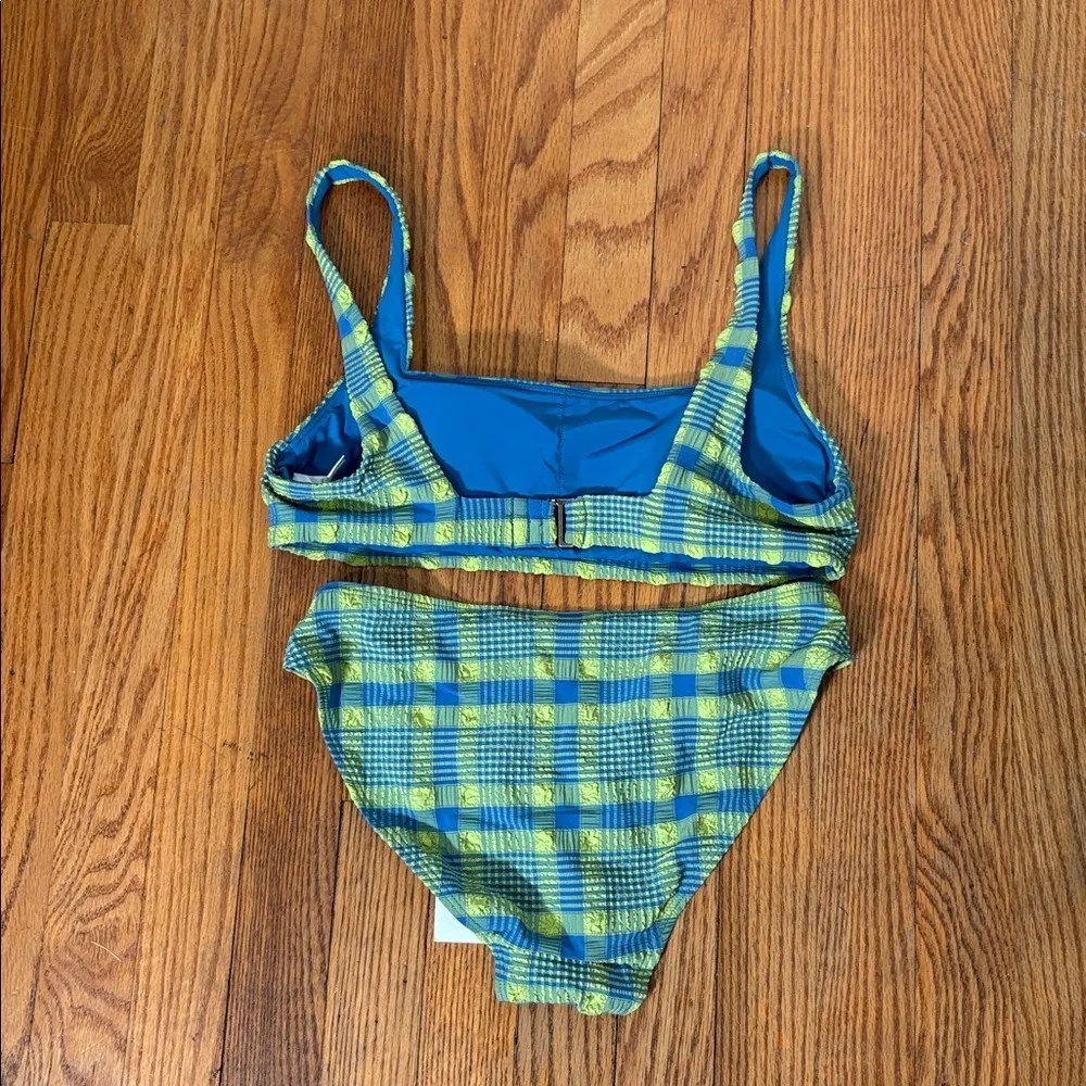 Andie Bikini Set Rye Top S Bikini Bottom XS Swimsuit Plaid Green Blue NWT - Image 5