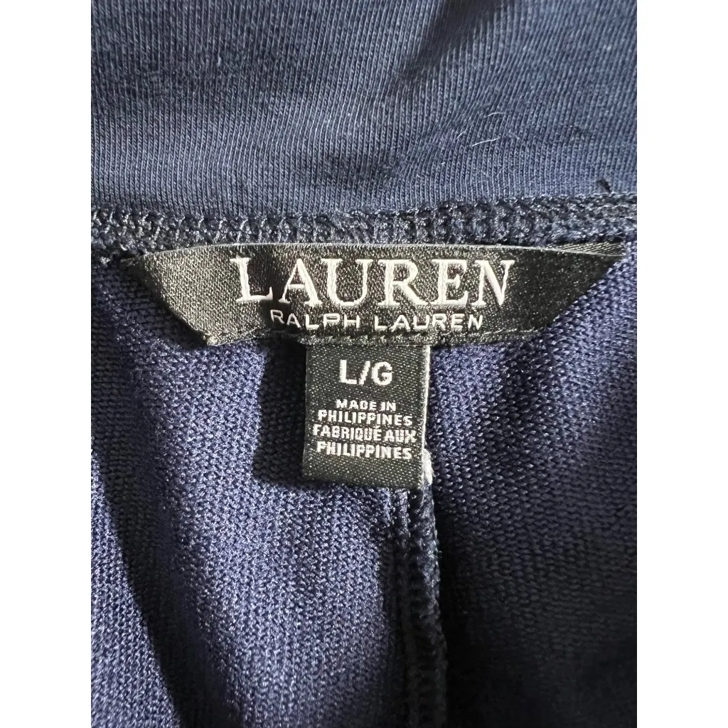 Lauren Ralph Lauren Navy & White Jogger Pants L/XL Drawstring Waist Cotton Blend Size undefined - Image 5