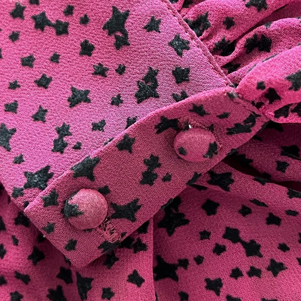 Misa Los Angeles Daphne Velvet Star Burnout Witchy Ruffle Top | Burgundy | XS - Image 6