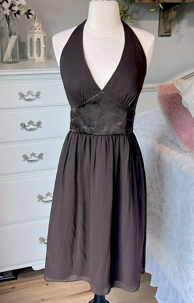 London Times Brown Midi Halter Dress Womens 10 - Image 2
