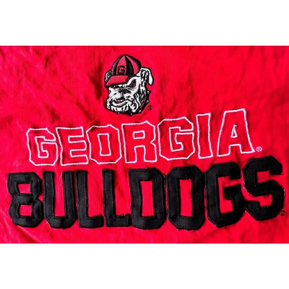 Vintage  Georgia Bulldogs T Shirt Large Red Short Sleeves Embroi… - Image 4