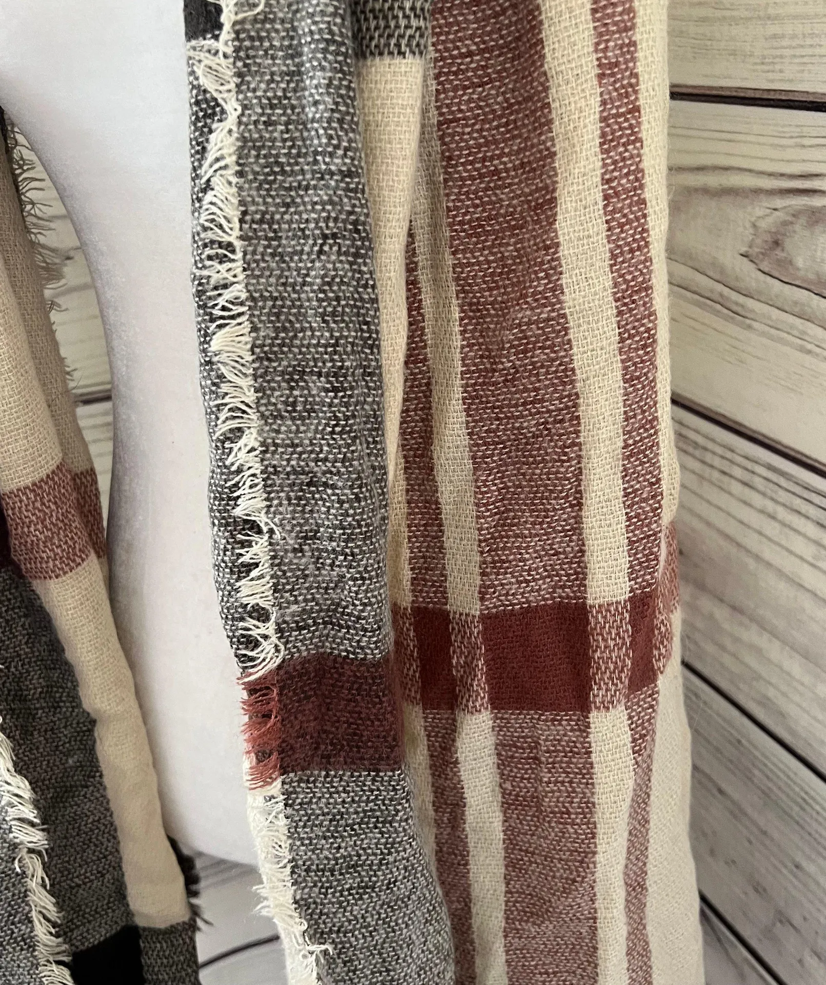 Tan & Red Plaid Scarf  - Image 2