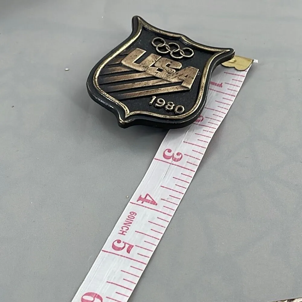 Bergamot Brass Works 1980’s USA Olympics brass belt buckle Black - Image 6