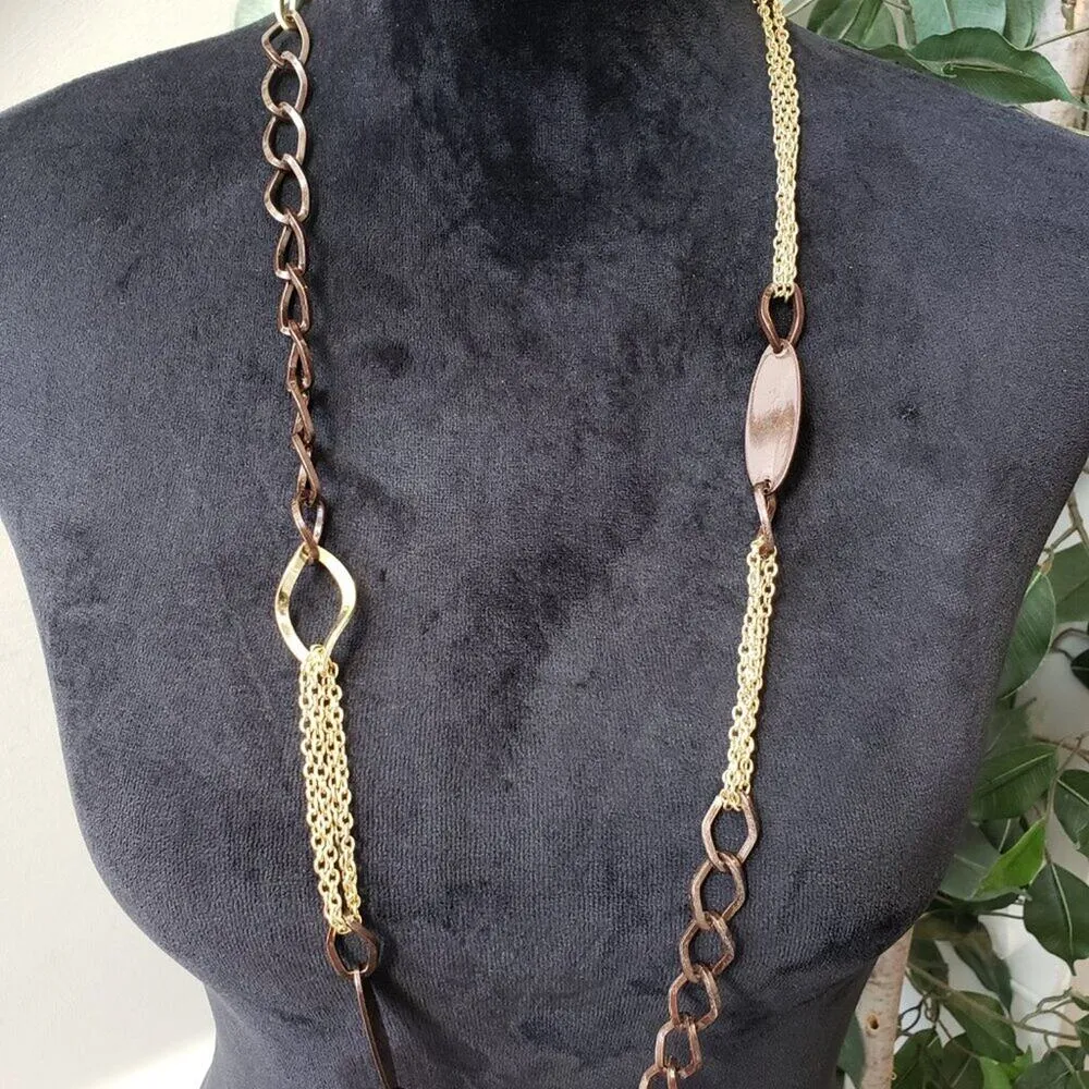 Women's Fashion Daisy Fuentes 2 Tone Chunky Chain Necklace with Toggle Clasp - Image 2