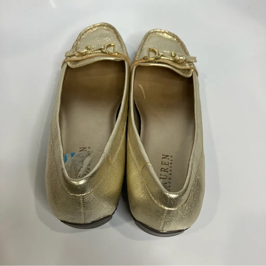 Lauren Ralph Lauren Geanne gold leather‎ loafers women’s size 10 preppy luxury - Image 5