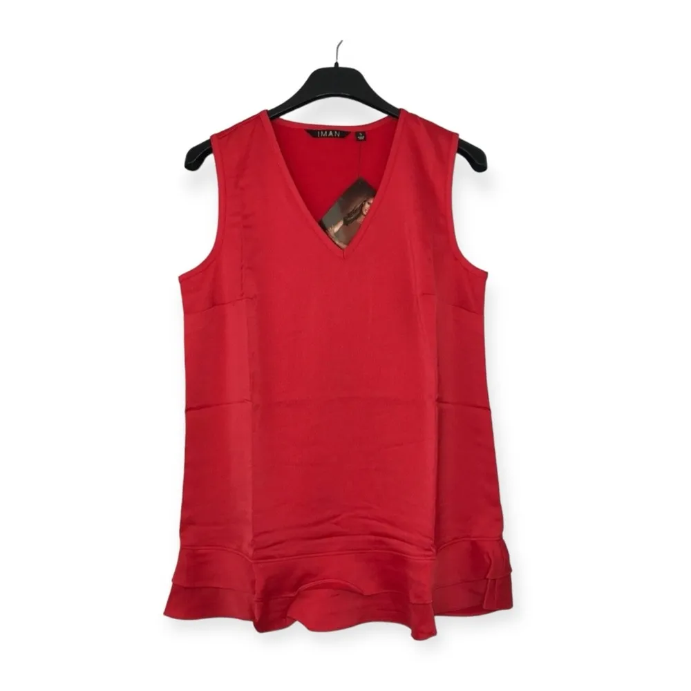 New IMAN Sleeveless Tiered Blouse in Red, Size S New w/Tag in Packaging - Image 2