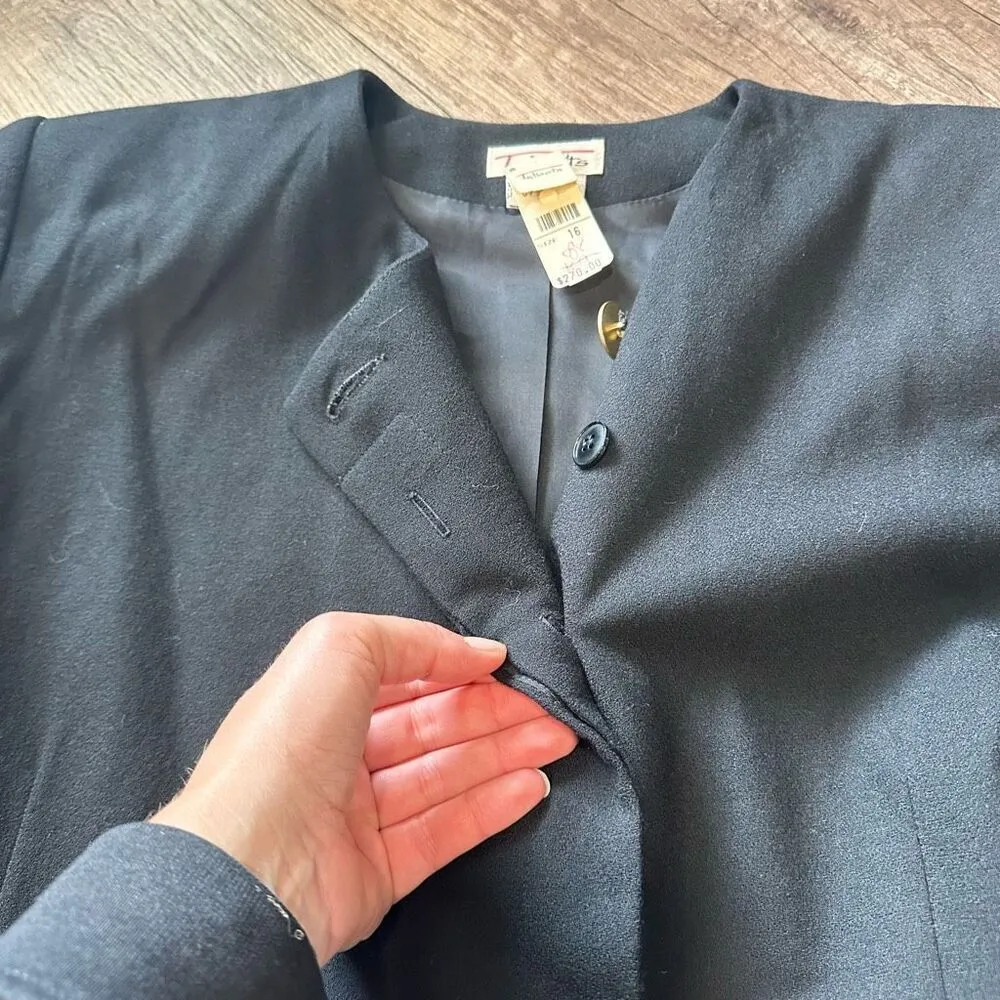 NWT Deadstock Vintage 80s Talbots Women's‎ Wool Two Button Blazer Black Size 16 - Image 14