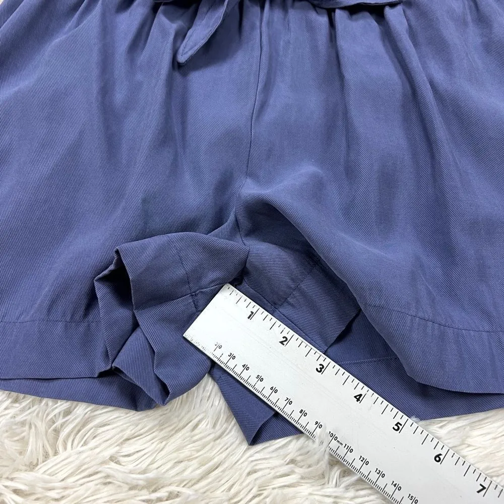 BCBG MaxAzria Navy Blue Tencil Paperbag‎ Shorts Tie Waist Size Small - Image 5