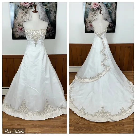 Gorgeous Vintage Y2K Mon Cheri Two Tone Organza Wedding Gown! - Image 2