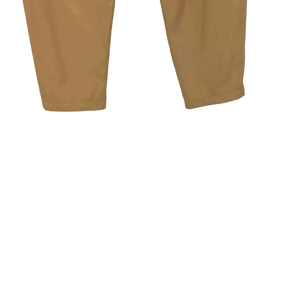 Intermix Kiston Cropped Vegan Leather Pants Beige Drawstring Waist Size 8 - Image 9