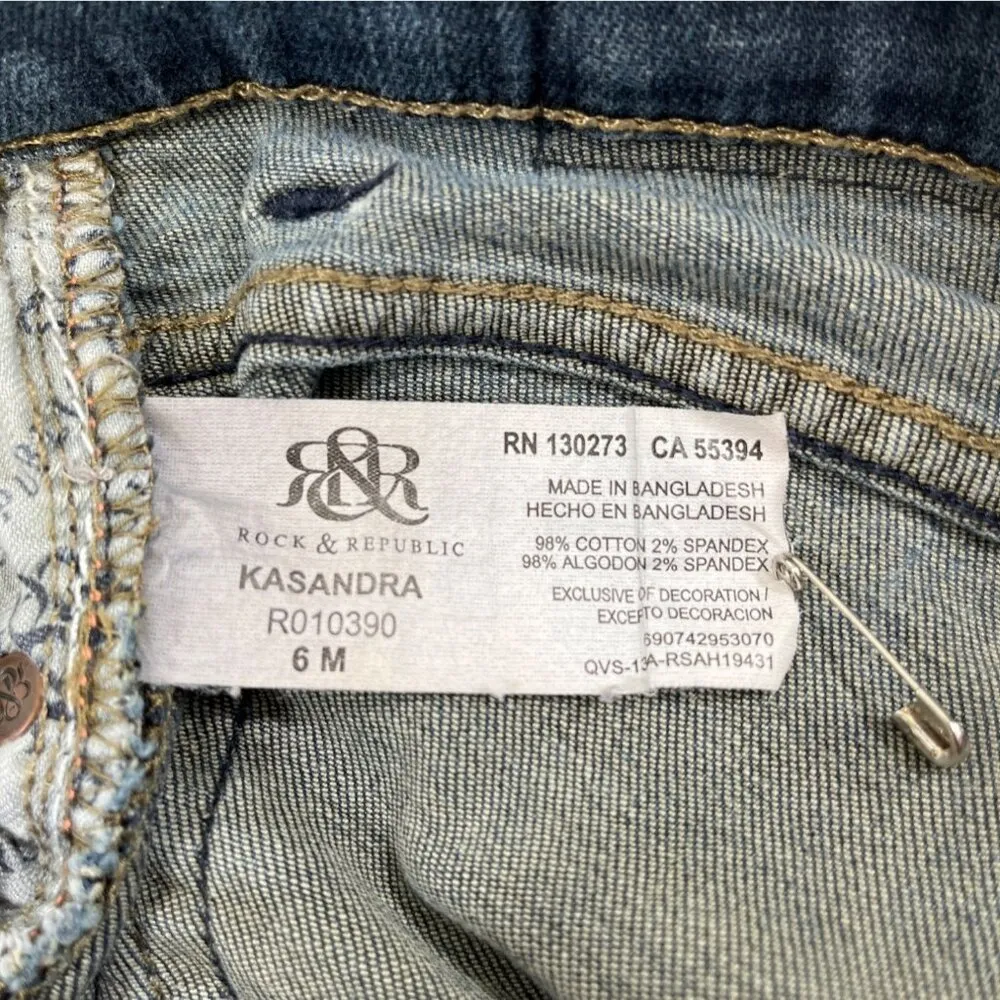Rock & Republic Kasandra Women's Blue Jeans/Bootcut Sz 6 SKU 4484 - Image 7