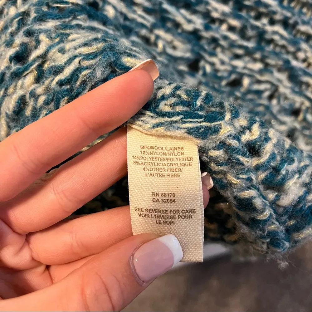 Free People Green & White Sweater Cardigan 3/4 Sleeves - Image 6