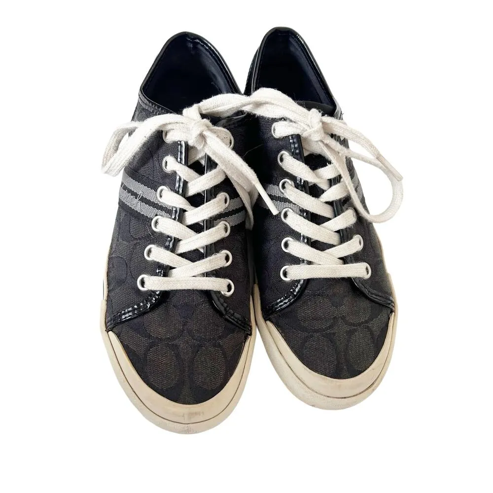 Coach Polly Black Monogram Sneakers Sz 6 - Image 2