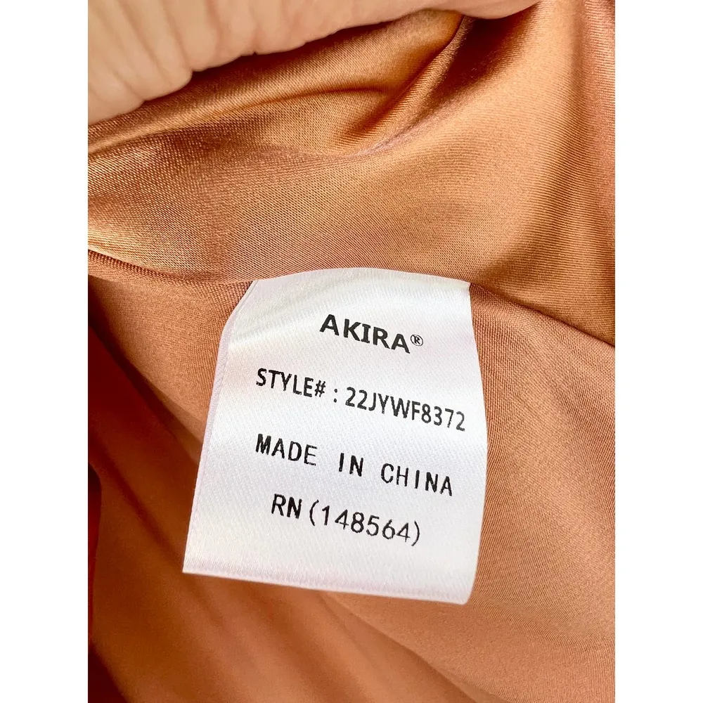 AKIRA Label Lonnie Cowl Neck High Low Hem Satin Maxi Dress Brown Women's Size S - Image 8