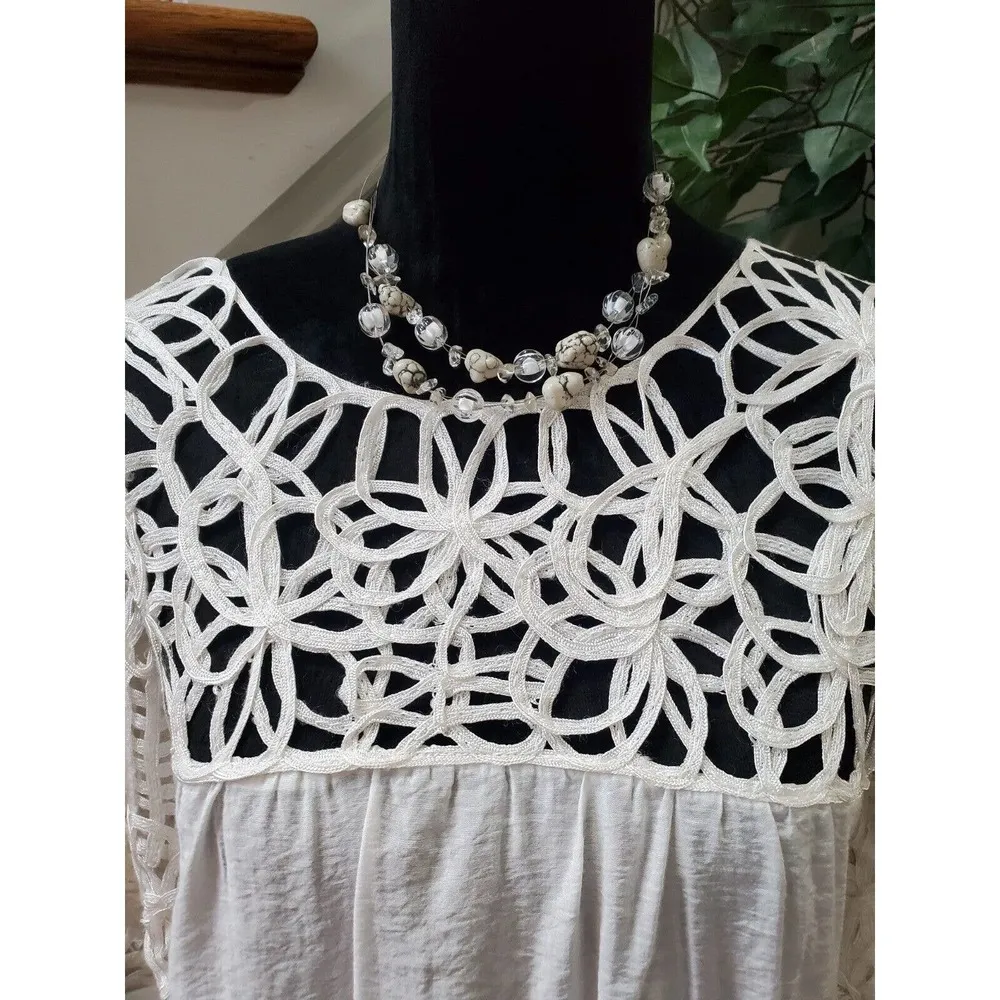 Hot & Delicious Womens White Cotton Silk Swimsuit Cover Dress Size Small - Image 2