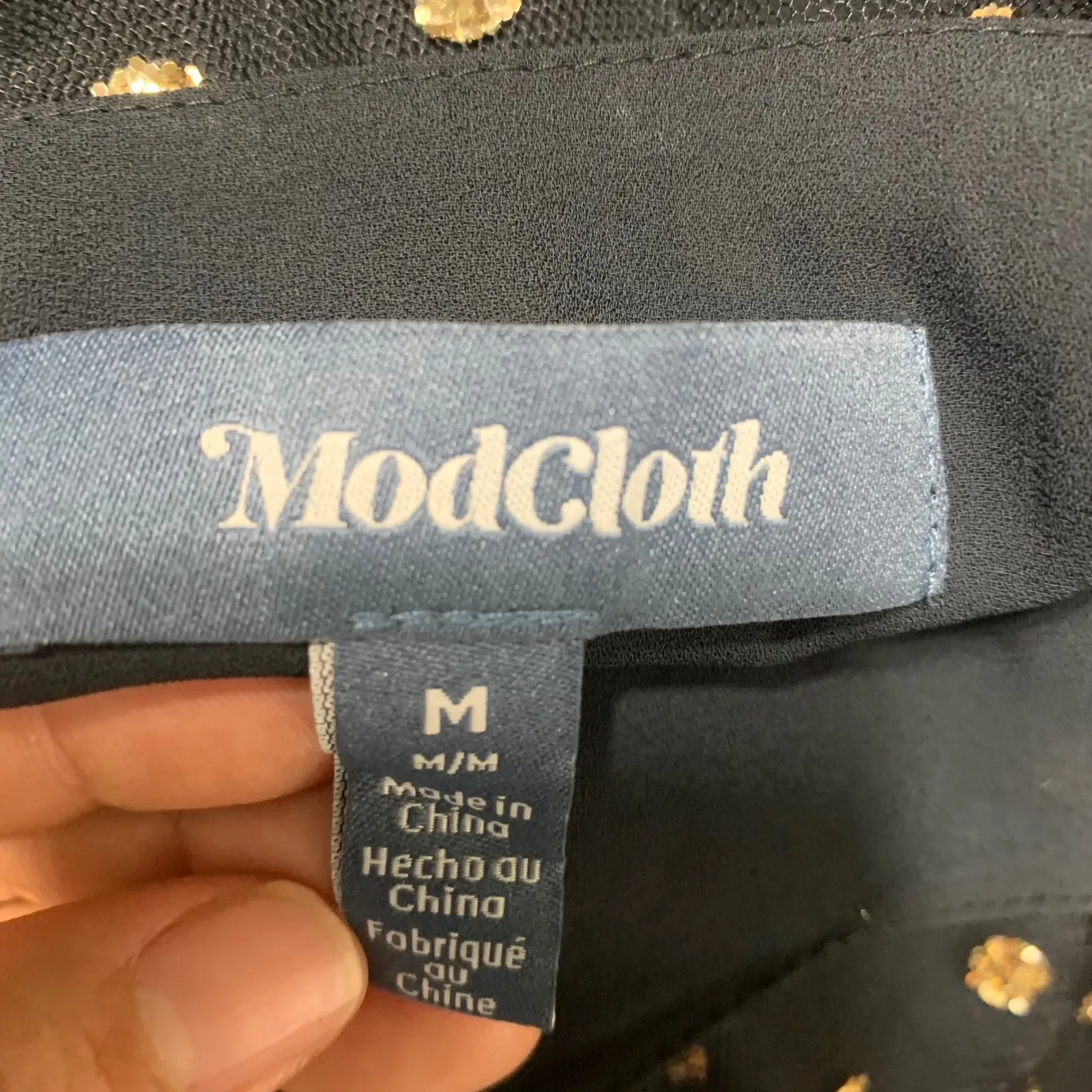 Modcloth gold polka dot tulle black dress medium party holiday wedding‎ guest - Image 7