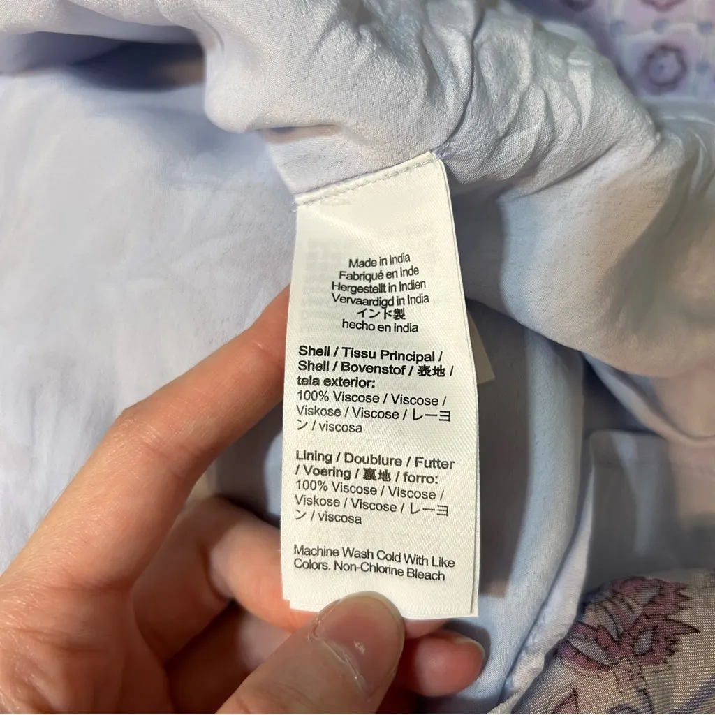 J. Crew Tiered Tie-Waist Midi Dress in Dusty Periwinkle Block Print Size Medium - Image 12