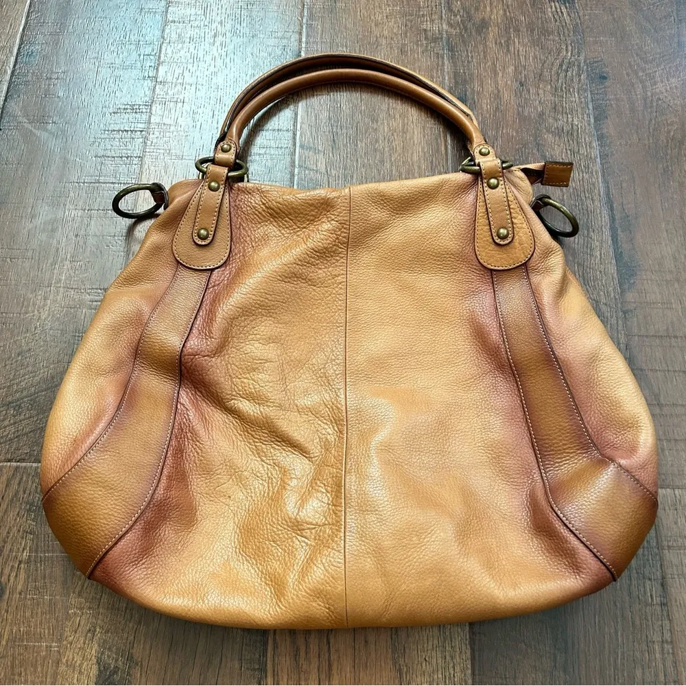 ombré tan/brown leather hobo shoulder bag - Image 4