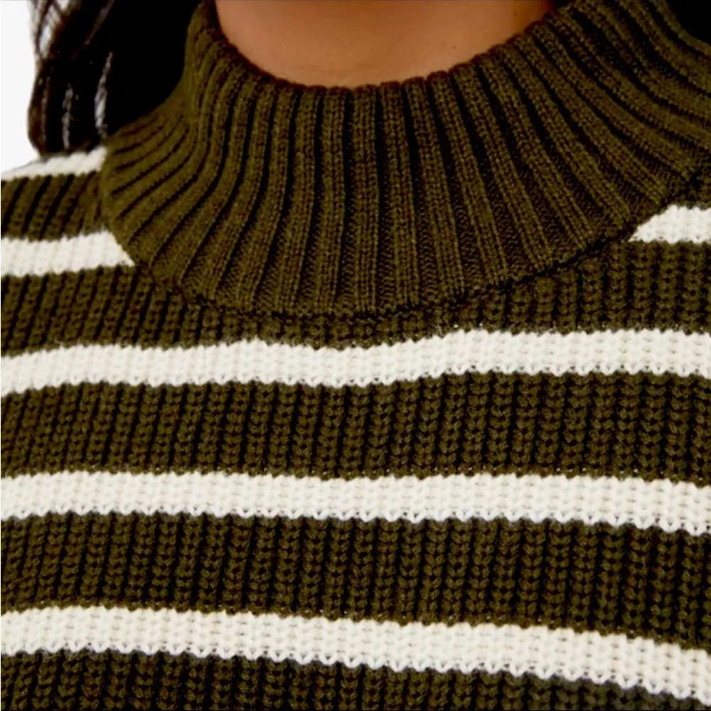 Apiece Apart Carolina Olive Stripes Eco Organic Cotton Pullover Sweater M/L NWT - Image 8