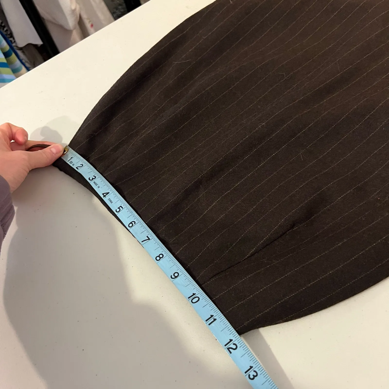 Ralph Lauren Brown Pinstripe 100% Worsted Wool Skirt USA Made Size 2 - Image 7