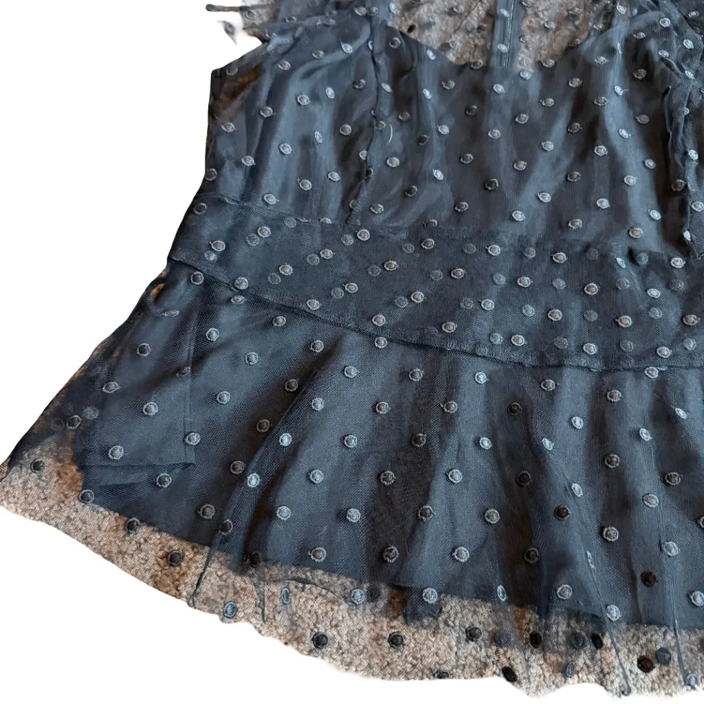 J. Crew Cap Sleeve Peplum Top Chiffon Blouse Shirt Polka Dot Size 8 Women's - Image 3